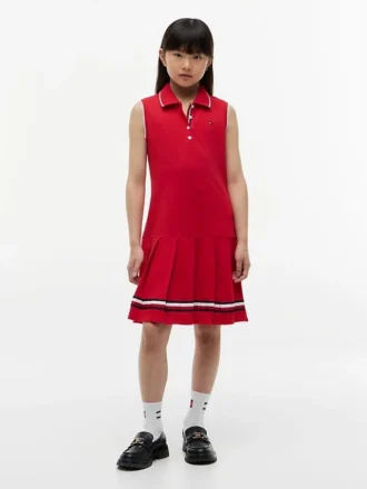 キッズ ノースリーブ プリーツ ポロドレス