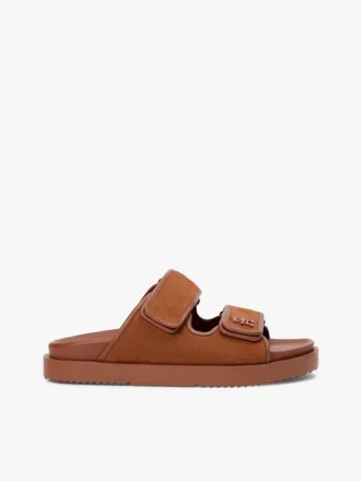 ヌバックレザー ダブルストラップ スライドサンダル ヌバックレザー ダブルストラップ スライドサンダル