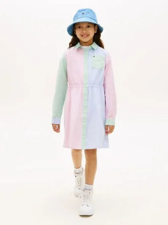 キッズ ミックスストライプ ストレッチ シャツドレス