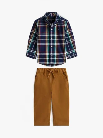 ベビー用チェック柄シャツ＆パンツセット