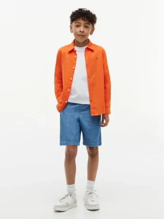 キッズ リネン・コットン混紡シャツ