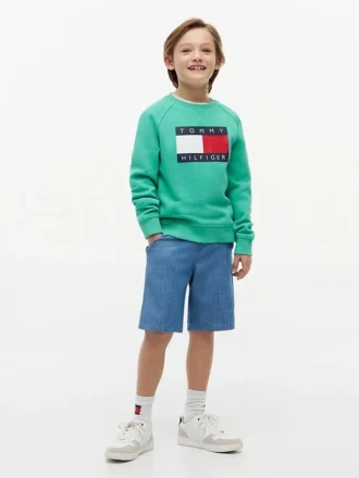 キッズ トミー・フラッグ・ロゴ ラグランスウェットシャツ