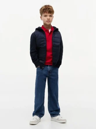 キッズ ミックスメディア フード付きキルティングジャケット