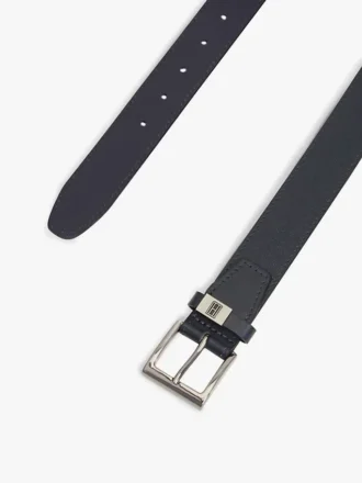スクエアバックル テクスチャードレザーベルト