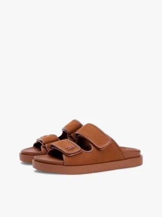 ヌバックレザー ダブルストラップ スライドサンダル ヌバックレザー ダブルストラップ スライドサンダル