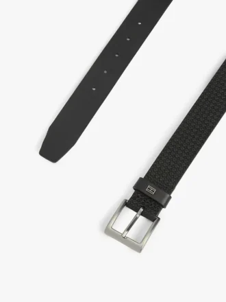 フラッグプリント スクエアバックル レザーベルト