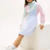 キッズ ミックスストライプ ストレッチ シャツドレス