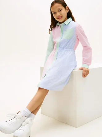 キッズ ミックスストライプ ストレッチ シャツドレス
