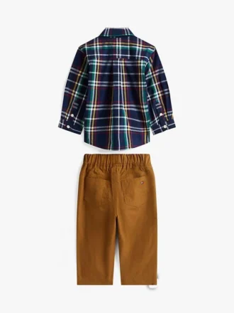ベビー用チェック柄シャツ＆パンツセット