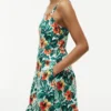 トロピカルプリント ティアード リネンブレンド ドレス トロピカルプリント ティアード リネンブレンド ドレス