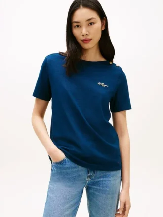 ゴールドボタン コットンインターロックTシャツ