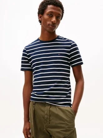 エクストラスリム ストライプ ストレッチコットン Tシャツ