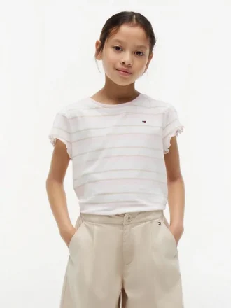 キッズ ストライプ レタストリムスリーブ Tシャツ