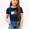 キッズ ウェービーフラッグロゴ リンガーTシャツ