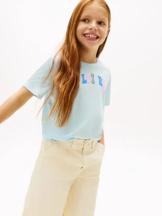 キッズ マルチカラー ヒルフィガー ロゴ Tシャツ