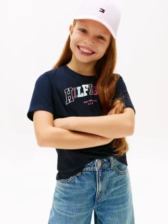 キッズ マルチカラー ヒルフィガー ロゴ Tシャツ