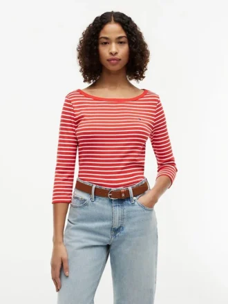 スリムフィット ボートネックTシャツ