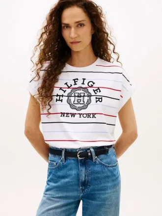 アーチロゴ ストライプ ドルマンスリーブ Tシャツ