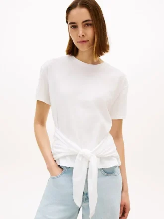 フロントタイアップ スラブコットンTシャツ
