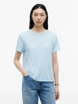 リネン混紡クルーネックTシャツ