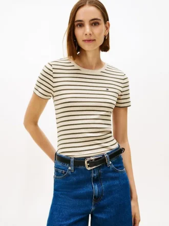ストライプ クルーネック フェイバリット Tシャツ