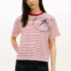 アブストラクト・フローラルプリント・ストライプTシャツ
