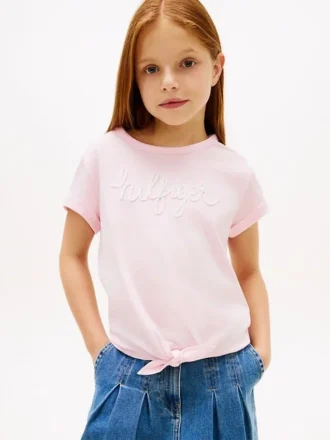 キッズ ヒルフィガー ロゴ タイフロント Tシャツ