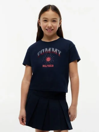 キッズ用 ラインストーン付きトミーロゴTシャツ