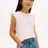 キッズ用刺繍入りアイレット・フラッターTシャツ