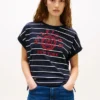 アーチロゴ ストライプ ドルマンスリーブ Tシャツ