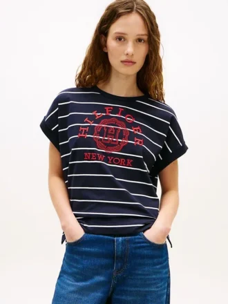 アーチロゴ ストライプ ドルマンスリーブ Tシャツ