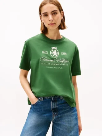 刺繍入りスクリプト・クレストロゴTシャツ