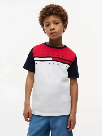 キッズ カラーブロック フラッグストライプ Tシャツ