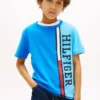 キッズ 縦ストライプ カラーブロック ロゴ Tシャツ