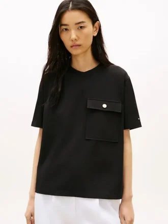リラックスフィット ゴールドボタン ポケットTシャツ