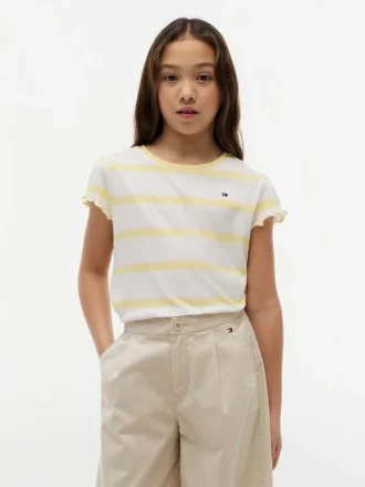 キッズ ストライプ レタストリムスリーブ Tシャツ