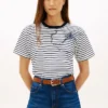 アブストラクト・フローラルプリント・ストライプTシャツ