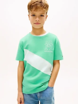 キッズ モノグラム バナー ストライプ Tシャツ