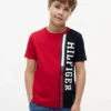 キッズ 縦ストライプ カラーブロック ロゴ Tシャツ