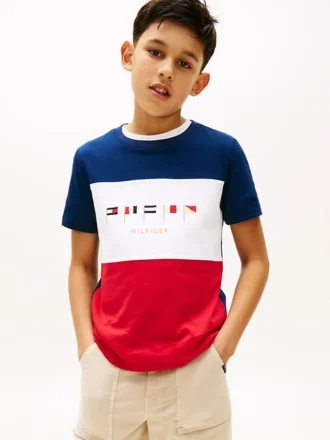 キッズ用マルチフラッグロゴ カラーブロックTシャツ