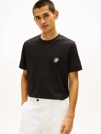 刺繍入りスクリプトモノグラムTシャツ