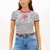 スクリプトモノグラム ストライプ リンガーTシャツ