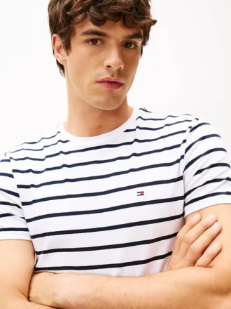 エクストラスリム ストライプ ストレッチコットン Tシャツ