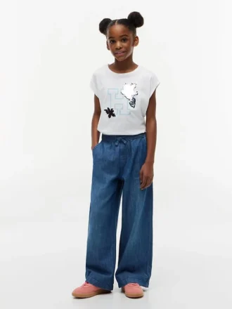 キッズ フリップ・シークイン・フローラル・ロゴ Tシャツ