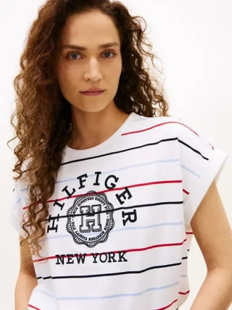 アーチロゴ ストライプ ドルマンスリーブ Tシャツ