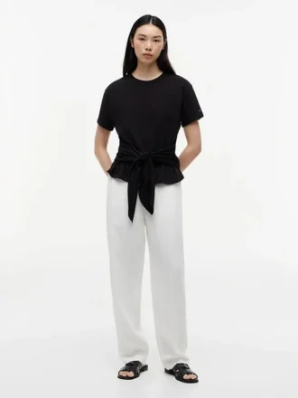 フロントタイアップ スラブコットンTシャツ