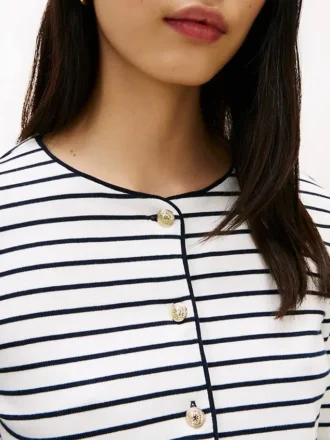 ストライプ コットン インターロック カーディガン Tシャツ