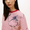 アブストラクト・フローラルプリント・ストライプTシャツ