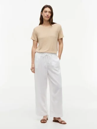 リネン混紡クルーネックTシャツ