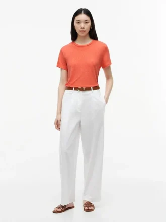 リネン混紡クルーネックTシャツ
